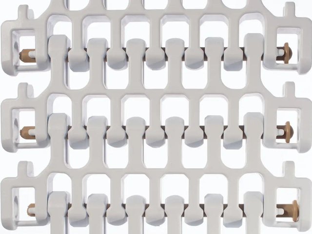 White plastic modular belting